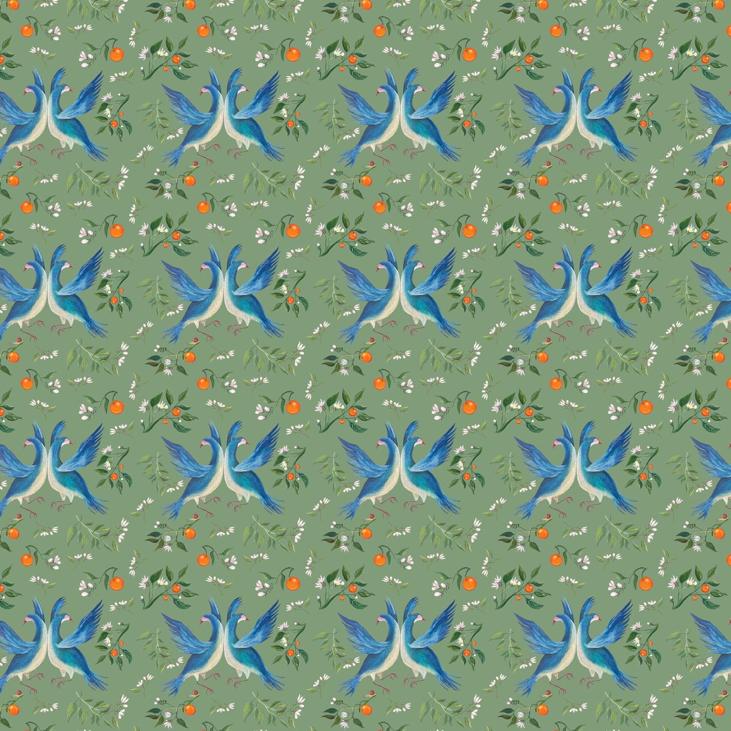 Wallpaper- Blossom Doves- Green