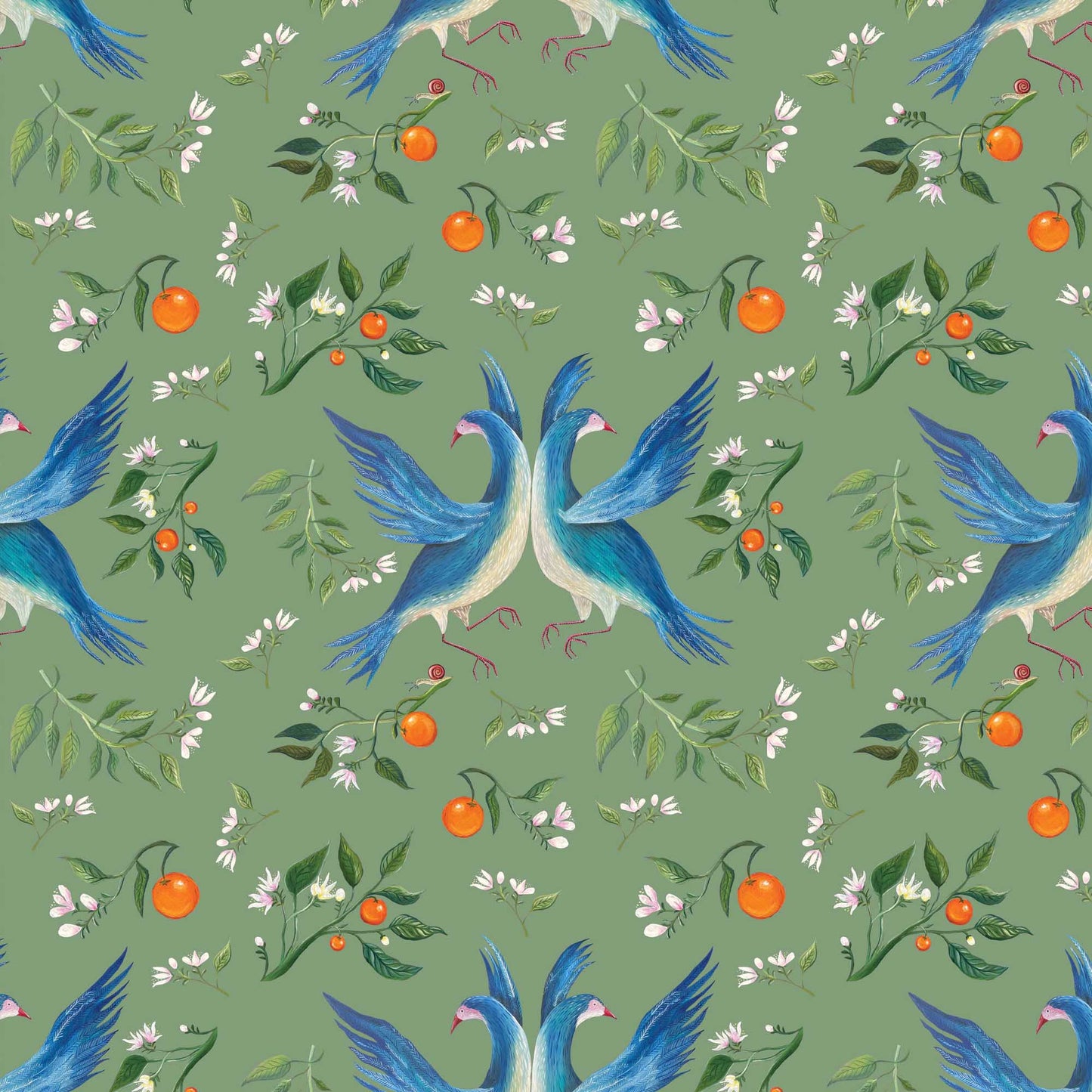Wallpaper- Blossom Doves- Green