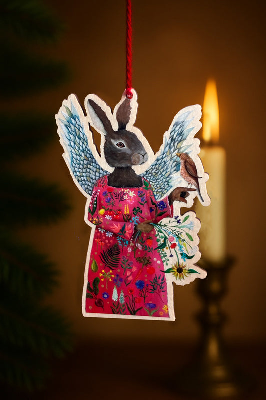 Kind Rabbit Wooden Christmas Decoration