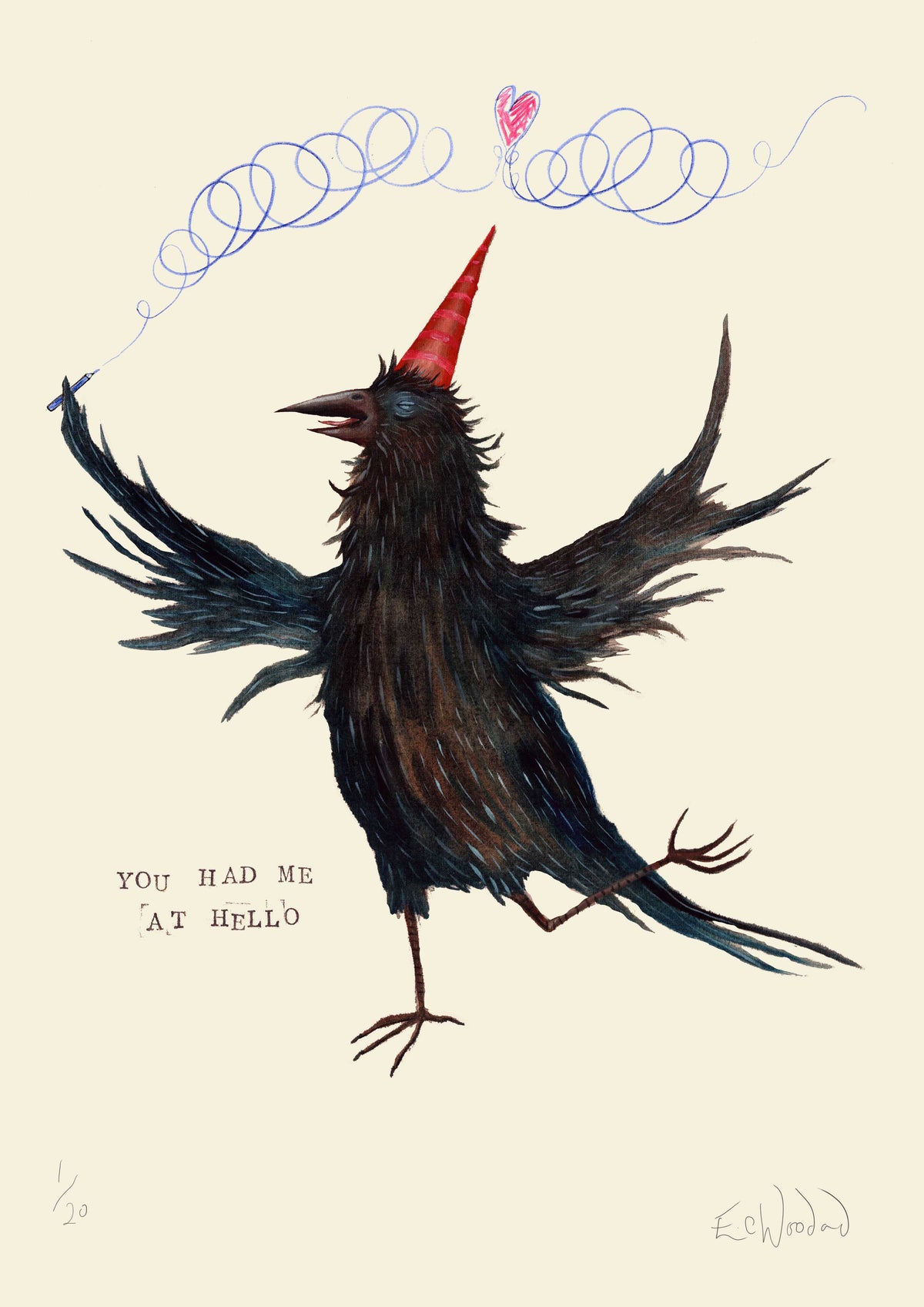 'Hello, Crow!' Type Prints