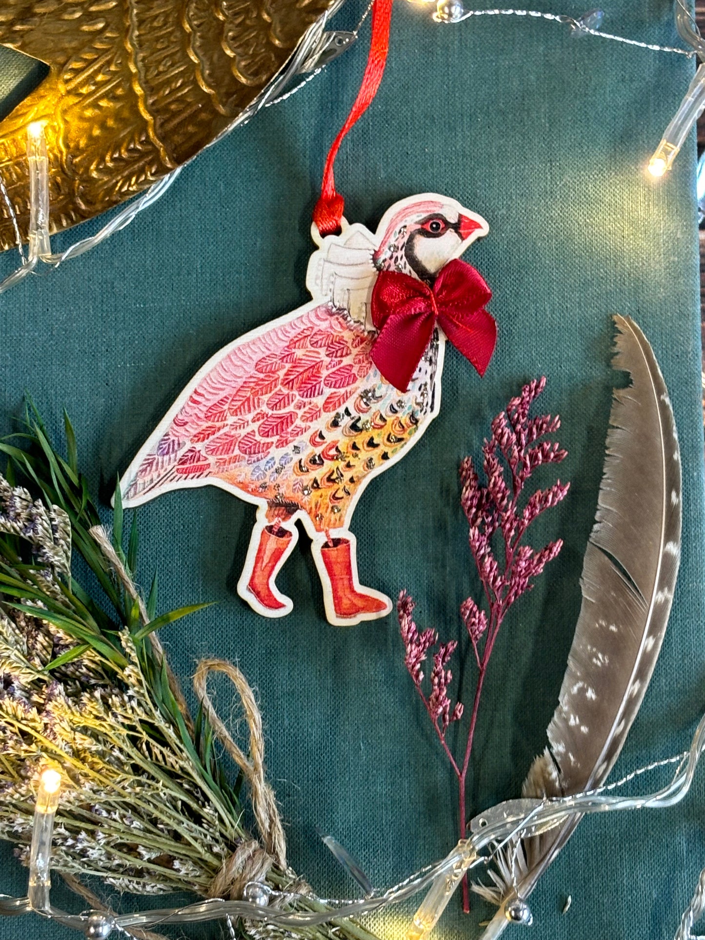 Partridge In Boots Christmas Ornament