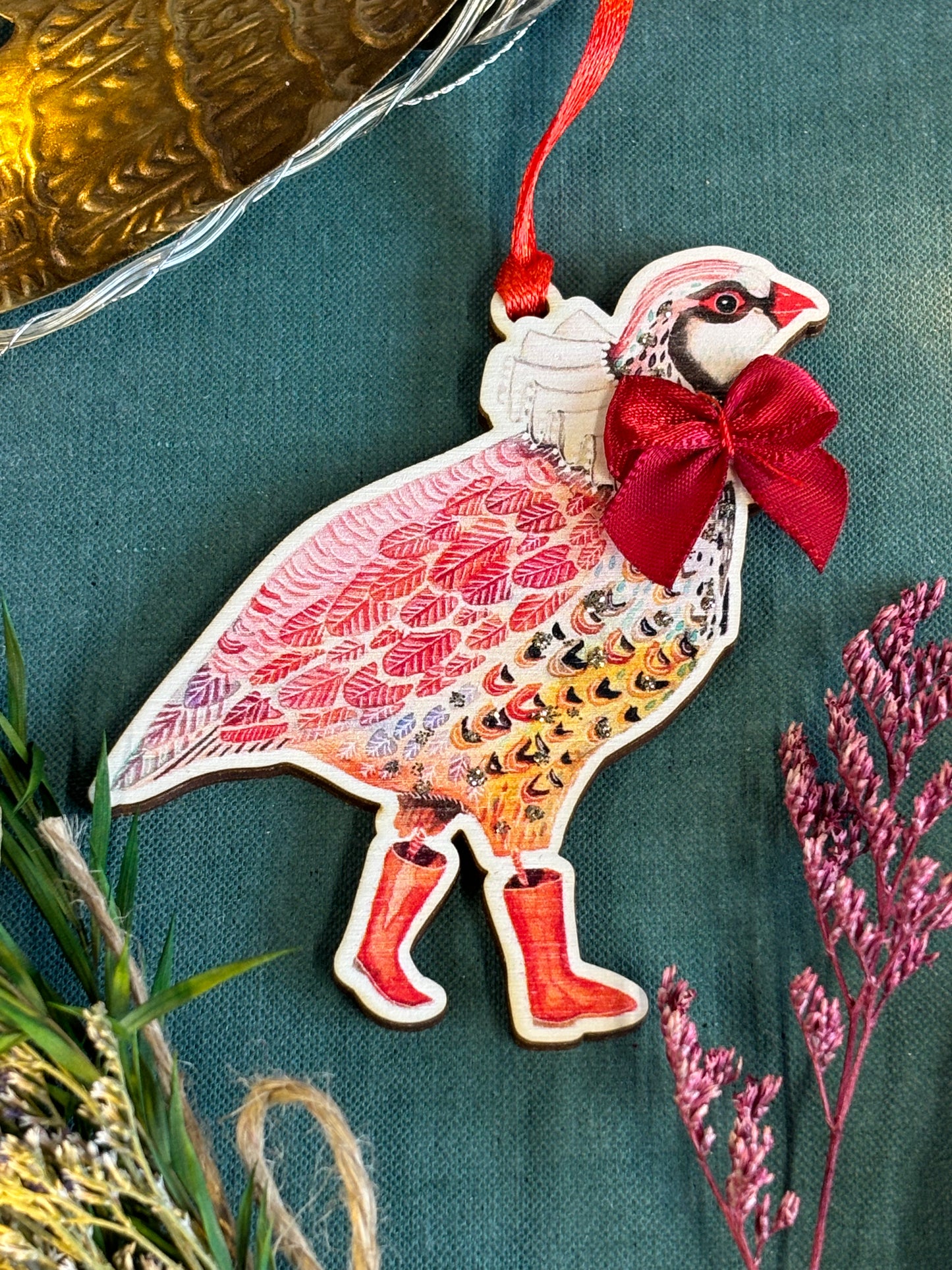 Partridge In Boots Christmas Ornament