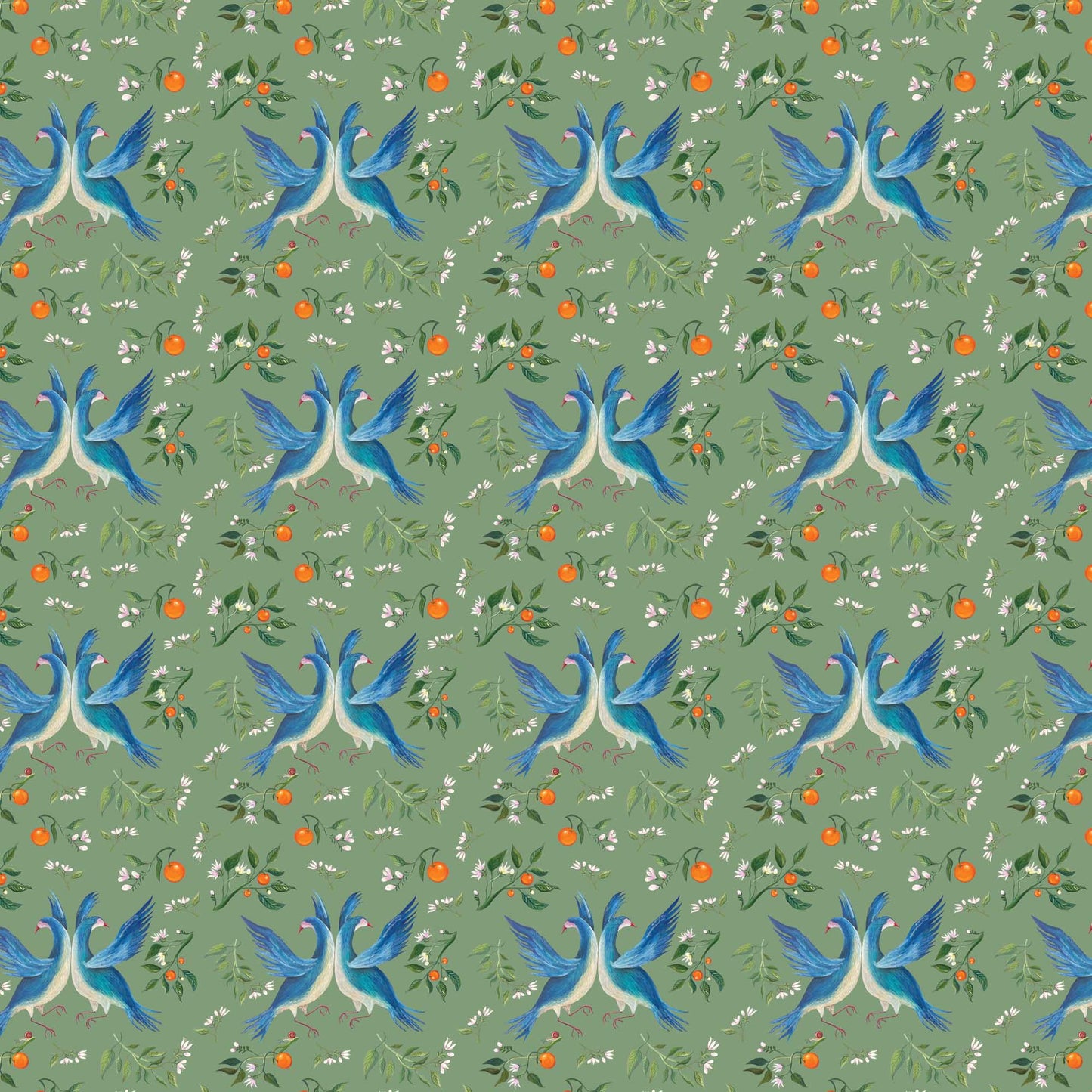 Wallpaper- Blossom Doves- Green