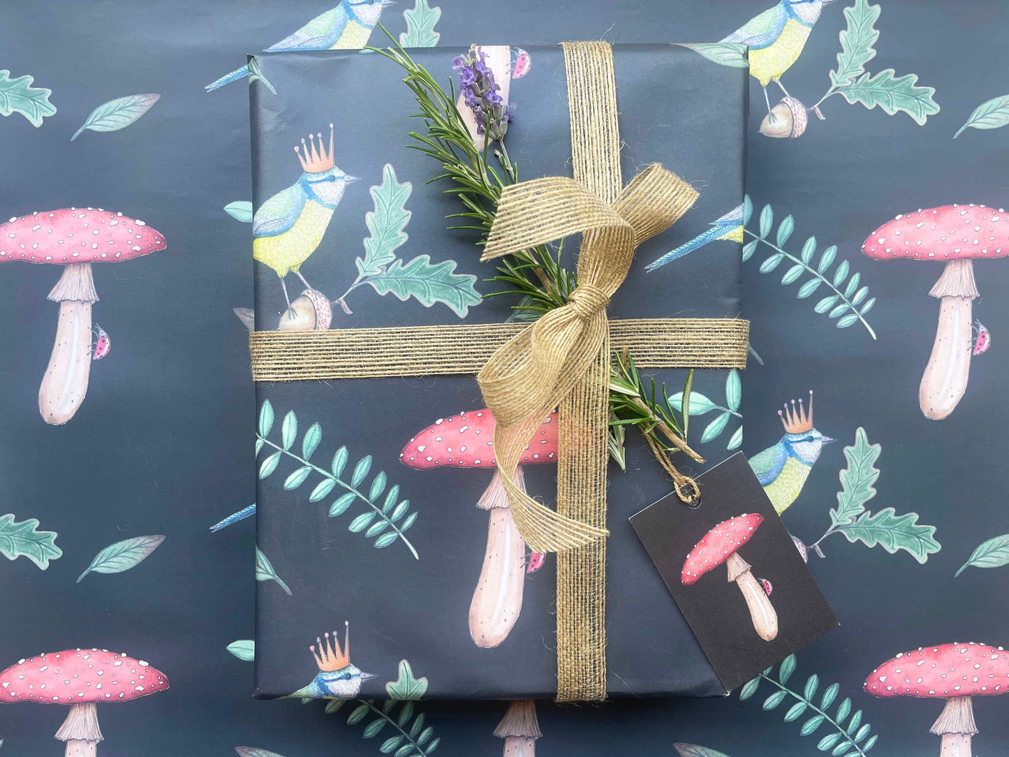 Party Tit and Mushroom wrapping paper